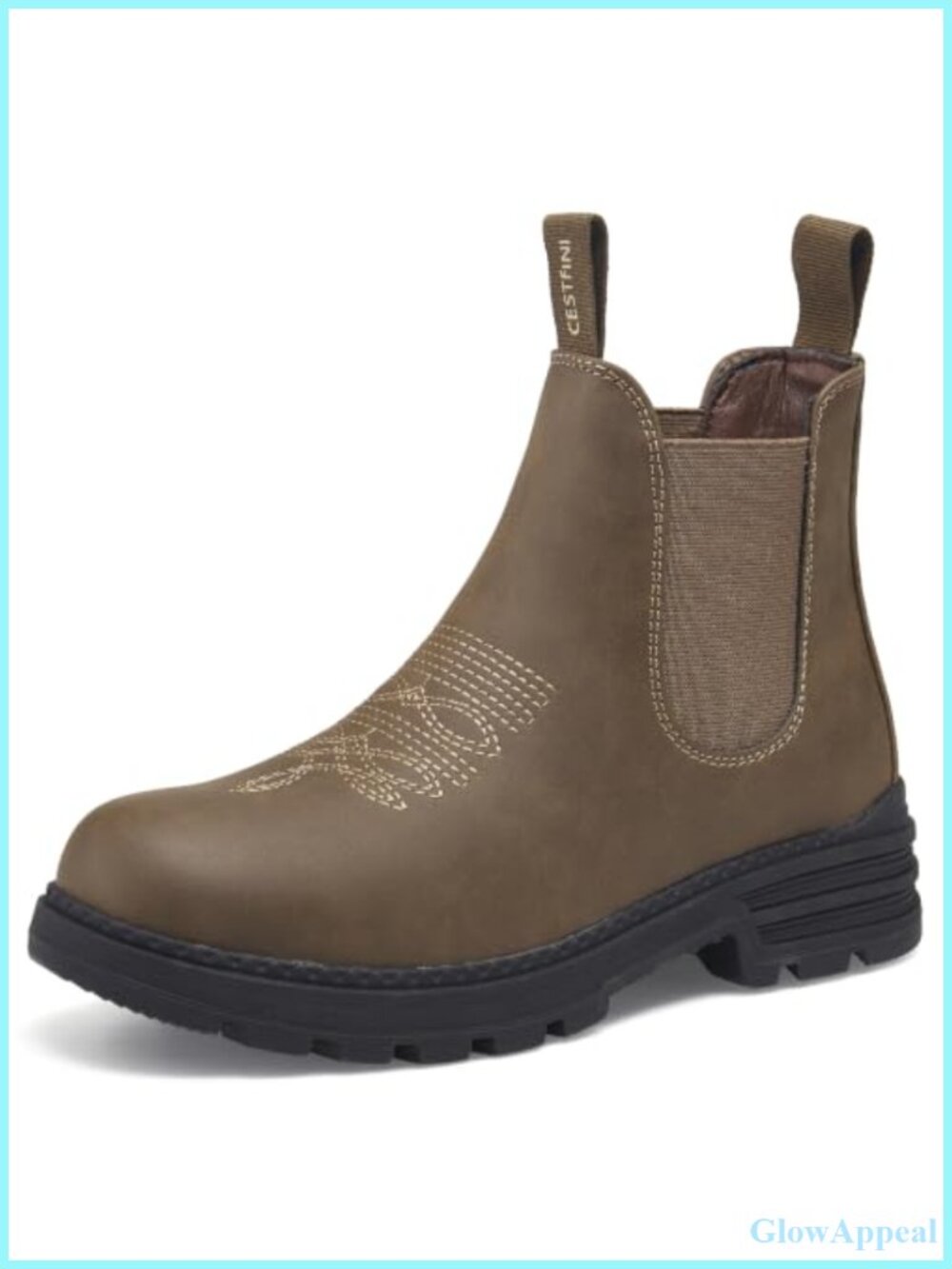 Faux Leather Chelsea Hiking Boots Ankle Pull-On Arch Support